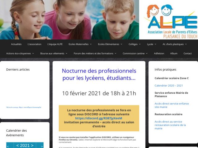 Le site de l'association de parents d'élèves