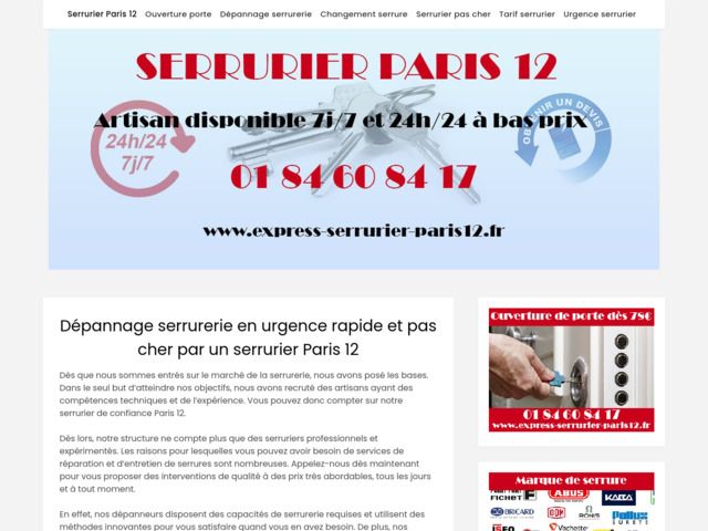 Serrurier professionnel de Paris 12