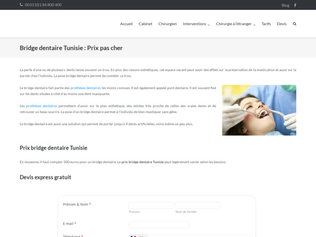 Bridge dentaire Tunisie
