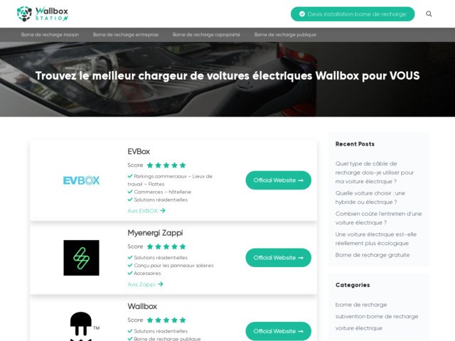 Comparatif borne de recharge voiture électrique