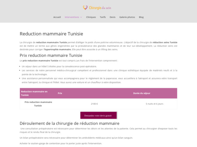 Reduction mammaire tunisie
