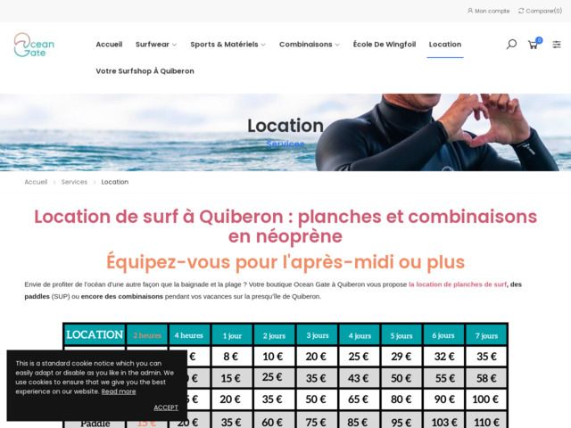 Location de surf à Quiberon : Ocean Gate