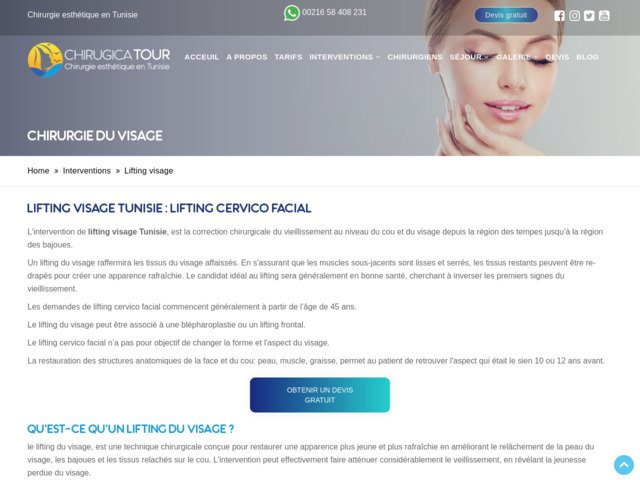 Lifting du visage en tunisie