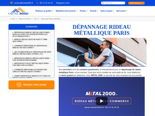 Réparation rideau métallique paris