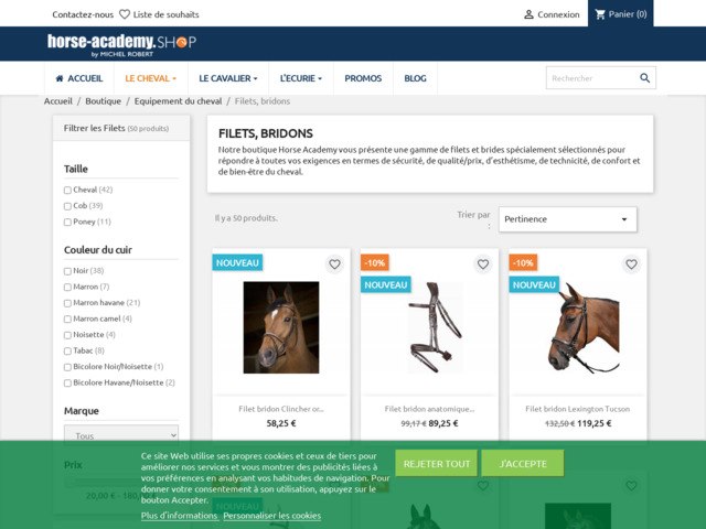 Boutique quitation - filets pour chevaux