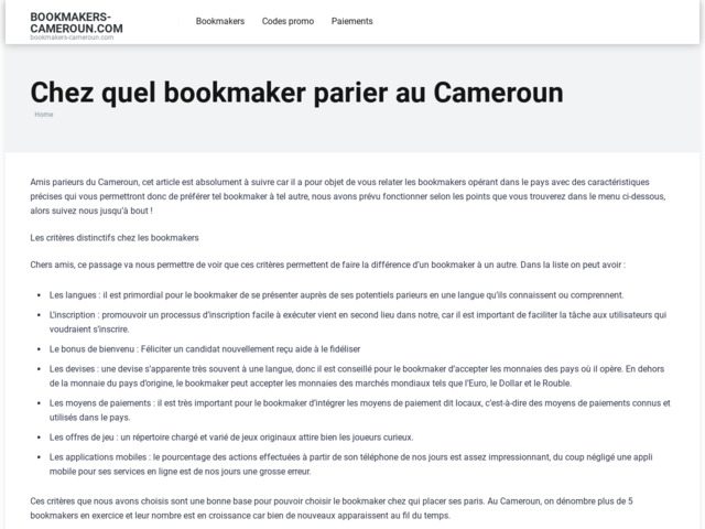 Guide de paris sportifs au Cameroun