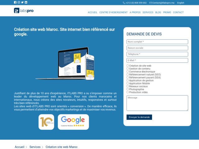 Création site web maroc