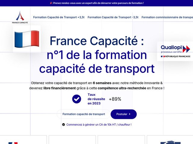 Formation capacité de transport