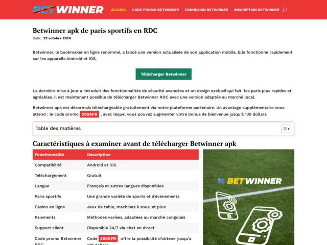 Maximisez vos gains avec betwinner apk en rdc