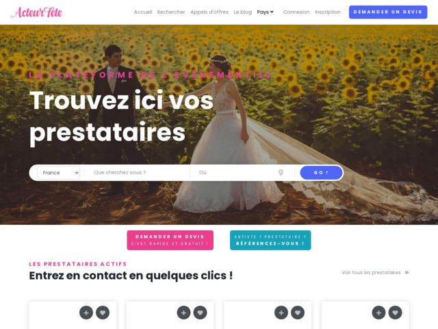 ACTEURFETE - 1er site de référencement de l'événementiel rémunérateur