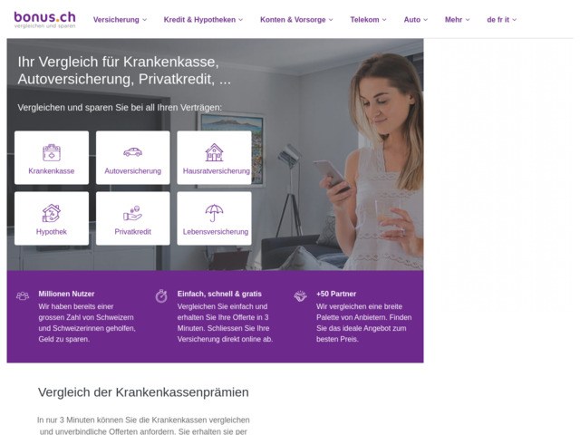 Comparatif des primes d'assurance maladie - Bonus.ch