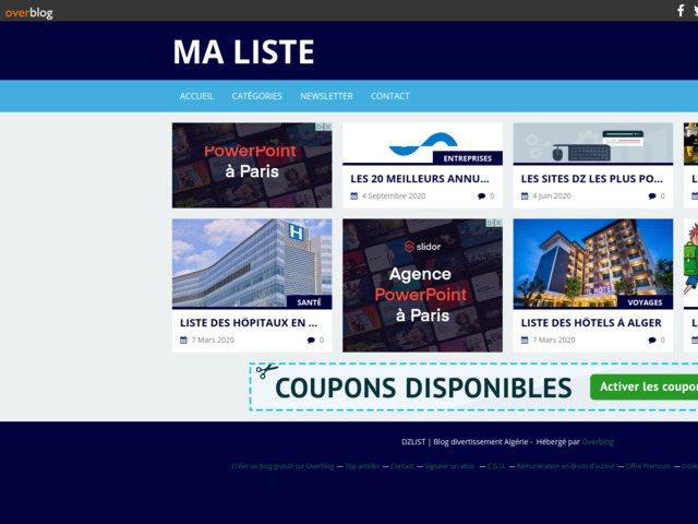 Ma liste dz est un blog qui propose plusieurs listes et classements