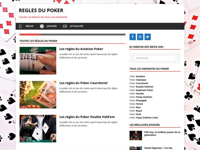 Règles du poker | Texas Hold'em, Omaha, 5 cartes, classique