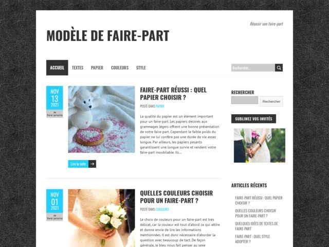 Modèle faire-part : Mariage décès naissance | Texte gratuit