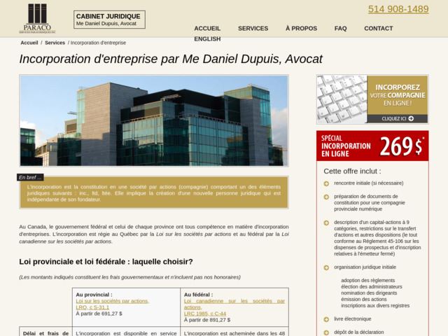 Incorporation d'entreprise