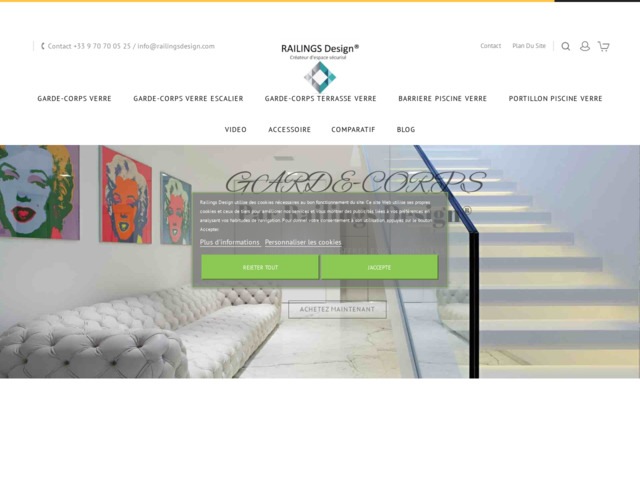 Railings design : rambarde escalier verre