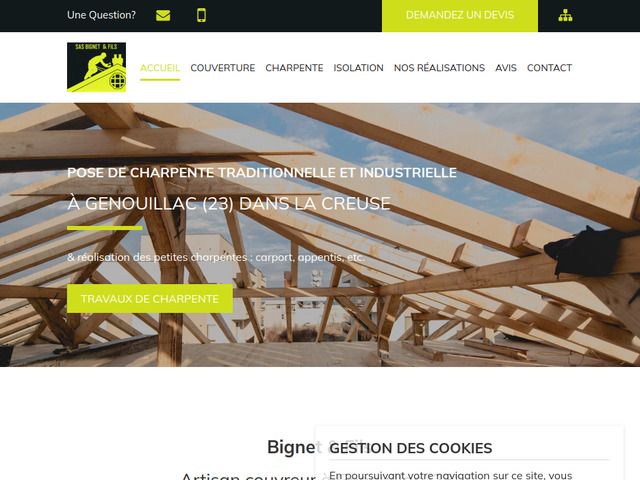Bignet & Fils : charpente, couverture et isolation à Genouillac (23)
