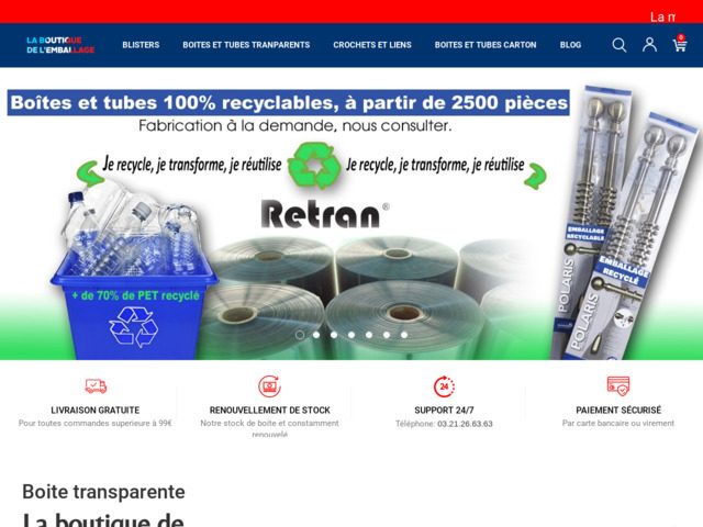 Vente d'emballages et de botes transparentes