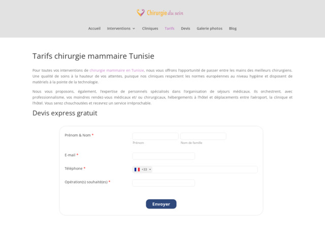 Chirurgie mammaire tunisie prix