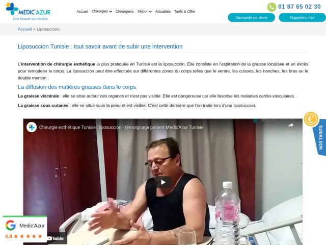 Le prix d'une liposuccion du ventre en tunisie est de combien ?