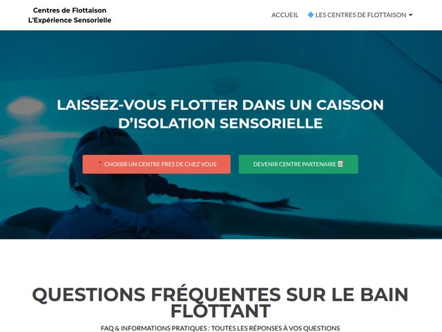 Bain flottant en cocon d'isolation des sens