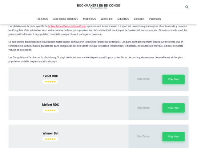 Sites de paris sportifs pour les Congolais