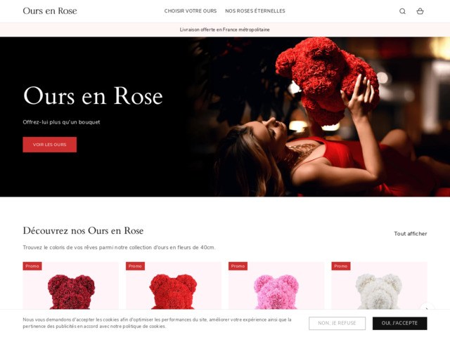 Ours en rose et roses éternelles - des cadeaux intemporels