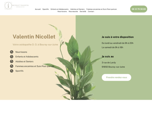 Valentin Nicollet, ostéopathe dans le 91