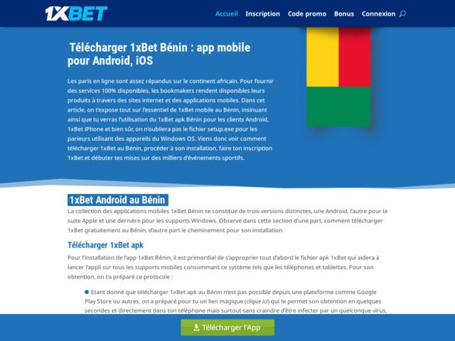 1xBet Benin : le guide complet pour parier en ligne avec l'application