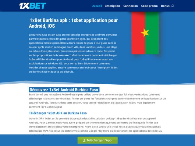 Application 1xBet au Burkina Faso : inscription, installation et astuces