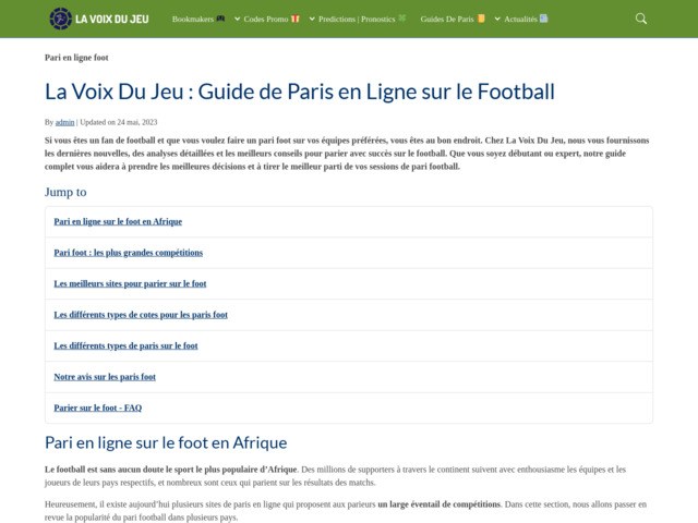 Lavoixdujeu.com est l'un des meilleurs sites de paris sportifs en Afrique
