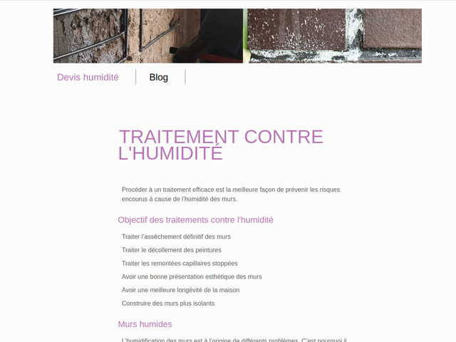 Devis pour traiter l'humidité