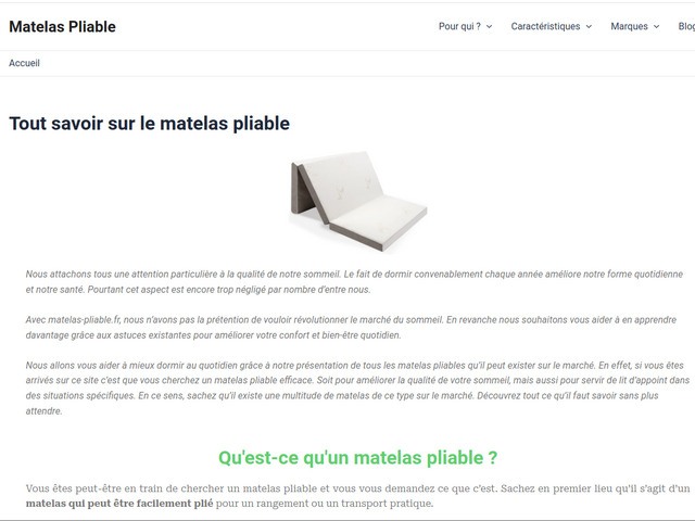 Un site sur les matelas pliables