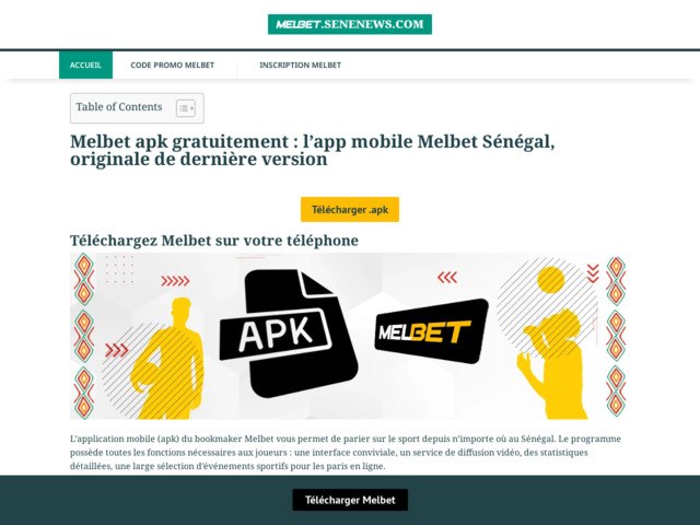 Melbet Sénégal: apk gratuit derrière version, codes promo exclusifs