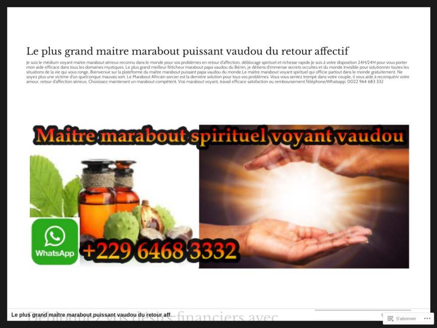 Le plus grand maitre marabout puissant vaudou du retour affectif