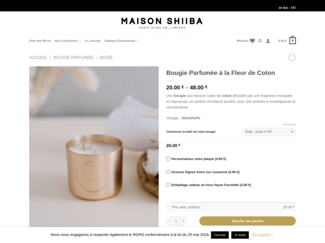 Bougie senteur coton en france
