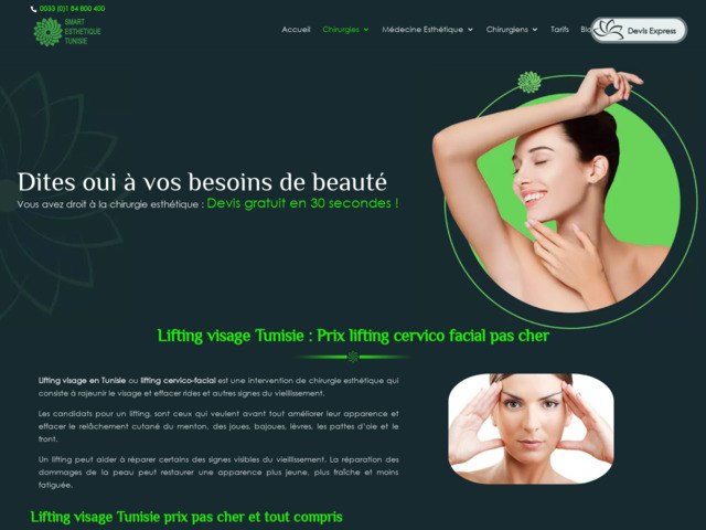 Lifting visage Tunisie : prix lifting cervico-facial en Tunisie pas cher