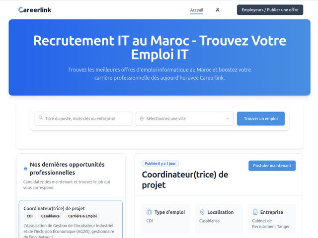 Site de recrutement IT au Maroc - Careerlink