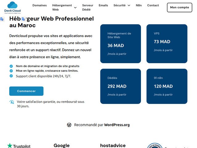 Hébergement web pas cher au maroc - devti cloud