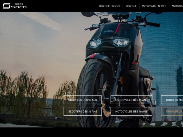 Scooters et motocycles électriques bridés à 45 kmh - Super Soco