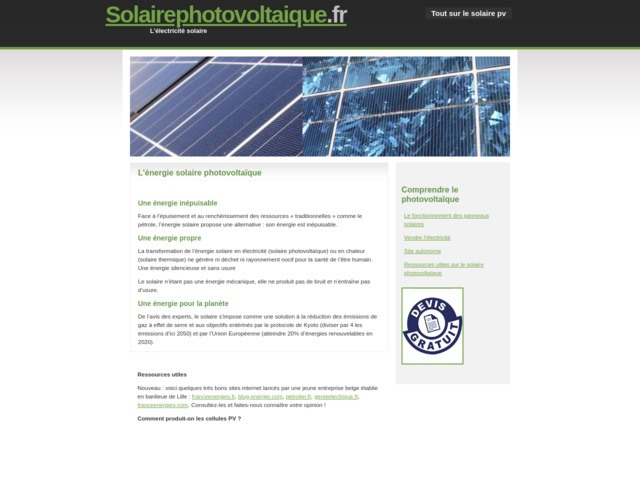Le solaire photovoltaique