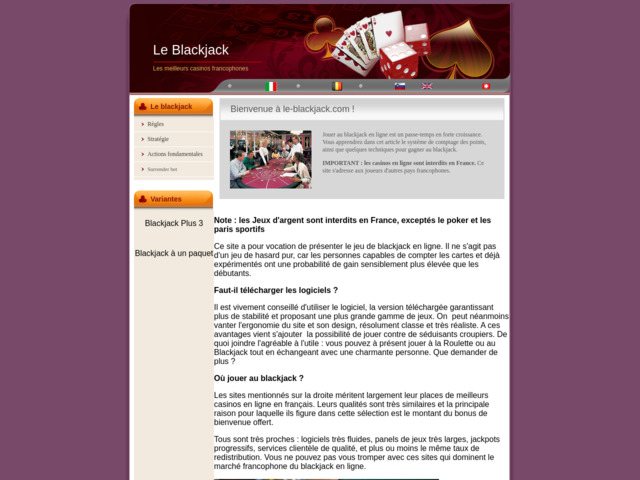 Jeux du blackjack