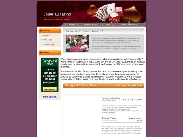 Meilleurs bonus au casino