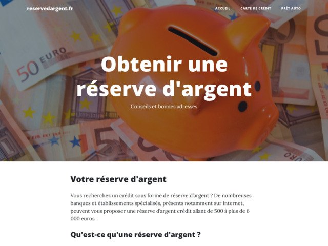 Guide sur la réserve d'argent