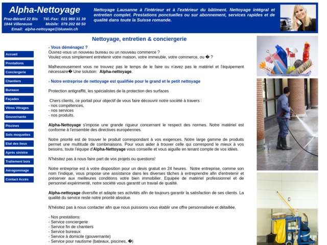 Alpha-nettoyage, maintenance et nettoyage en Suisse romande