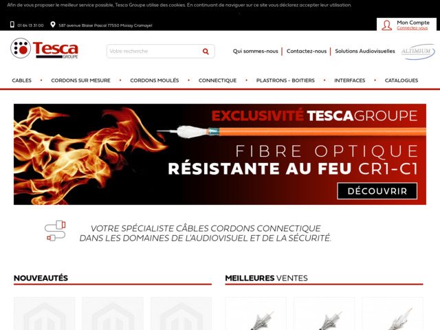 Tesca audiovisuel - cable cordon fibre optique anti-feu CR1-C1