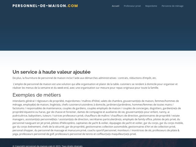 Recrutement personnel de maison