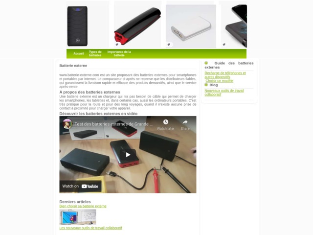 Zoom sur la batterie externe