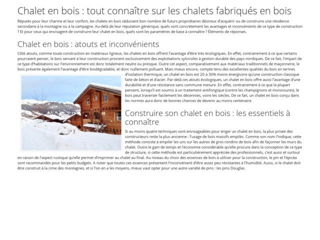 Infos sur les chalets en bois