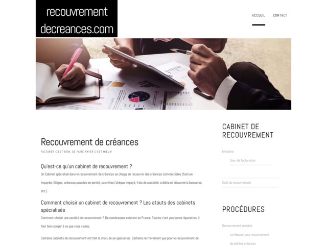 Infos sur le recouvrement de créances